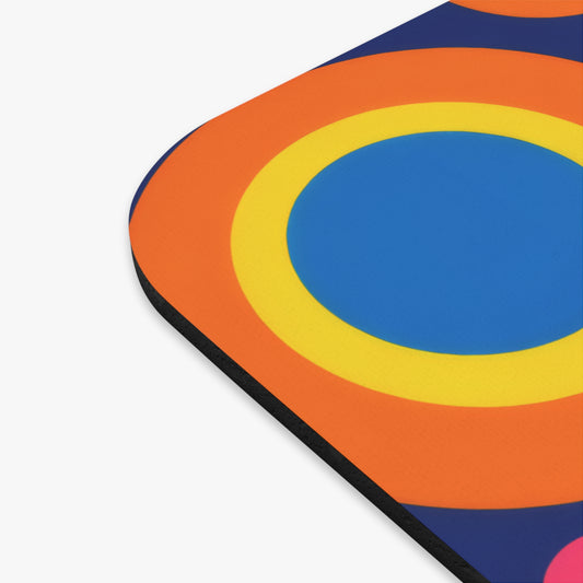 Retro Rainbow Circles Mouse Pad — Colorful Pop Art Desk Mat