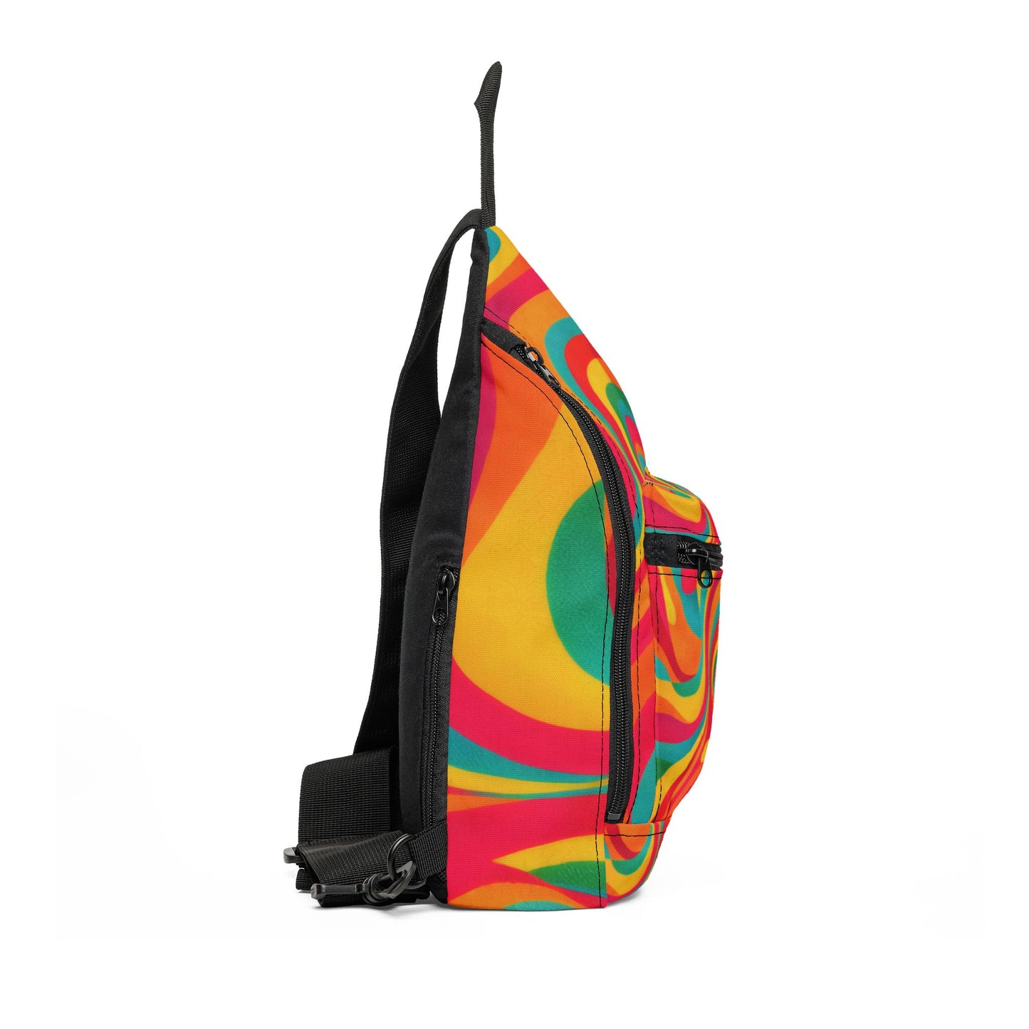 Psychedelic Swirl Sling Bag - Retro Rainbow Crossbody Pack