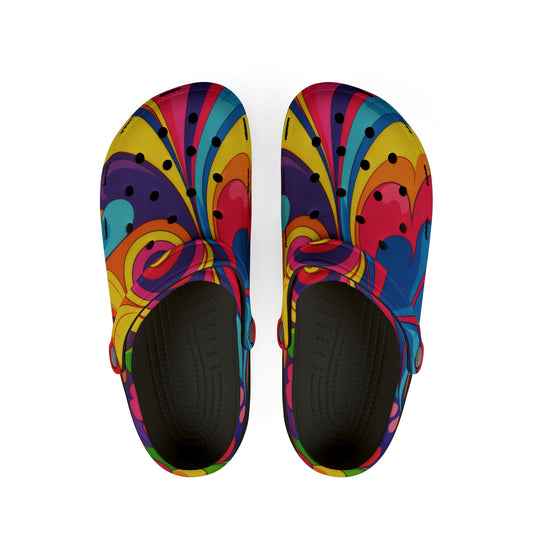 Colorful Psychedelic EVA Foam Clogs – Bright Swirl Garden Shoes