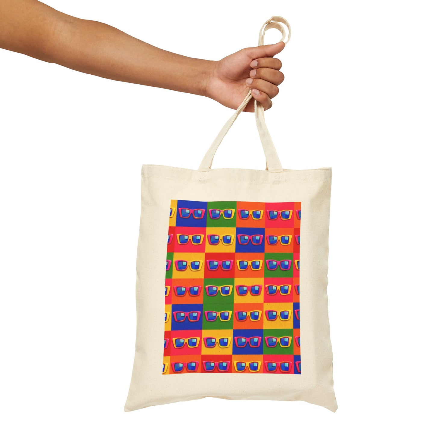 Retro Sunglasses Pattern Tote Bag – Colorful Pop Art Canvas Shopper