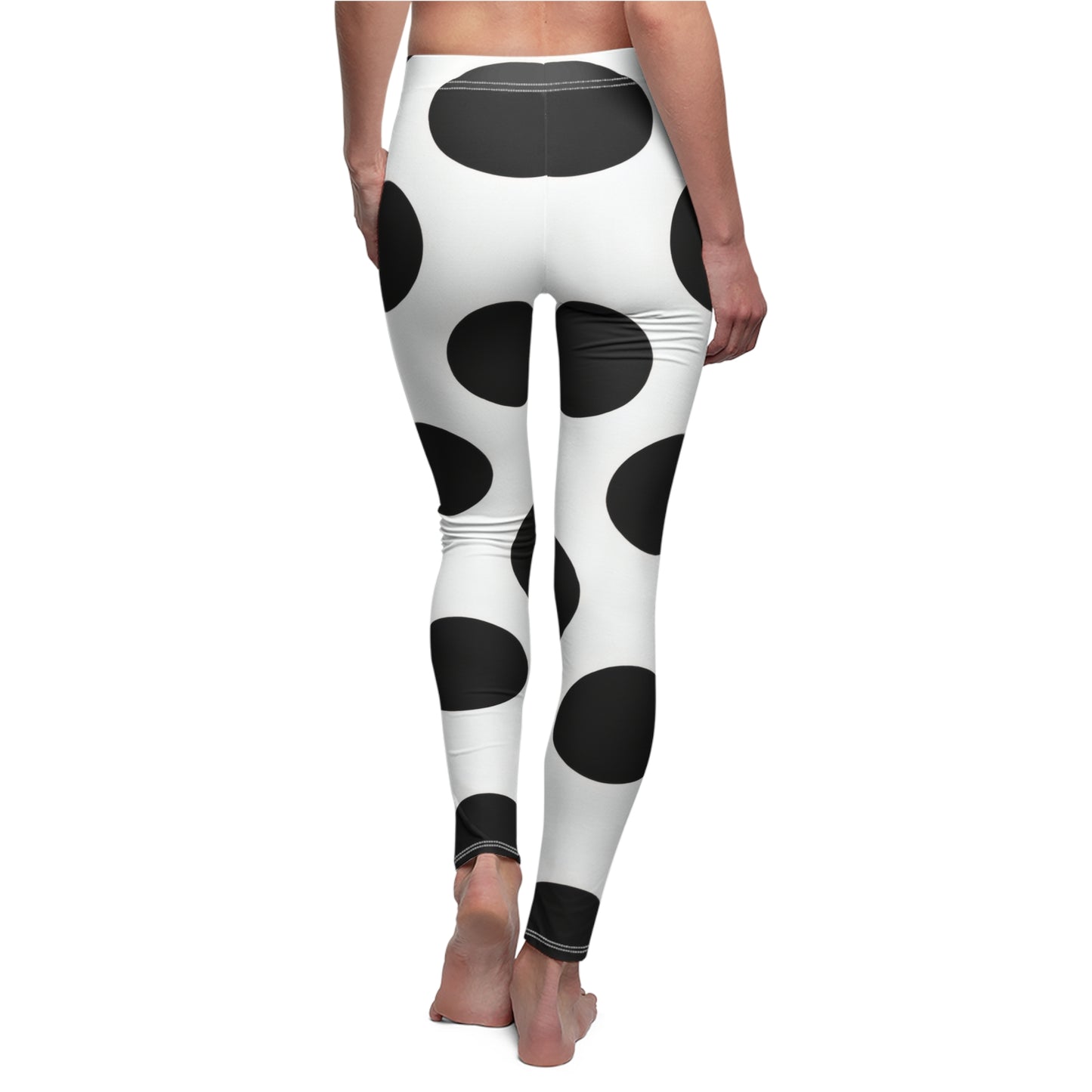 Black & White Dalmatian Spot Leggings — Women's Casual AOP Leggings