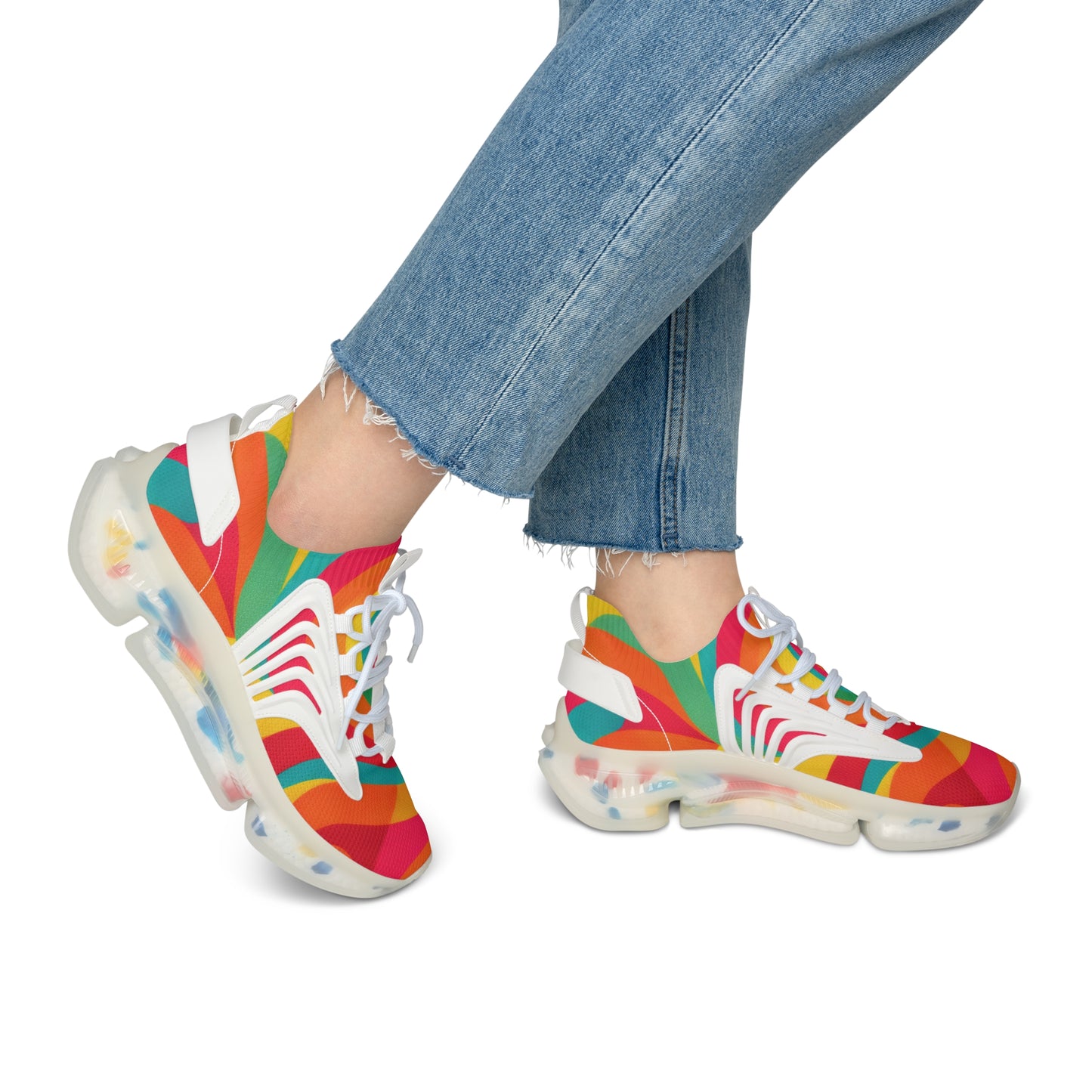 Women's Mesh Sneakers — Colorful Retro Wave Athletic Shoes