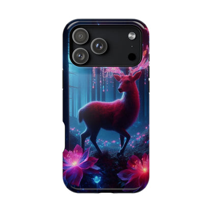 Magnetic Impact-Resistant Phone Case — Neon Fantasy Deer Forest Design