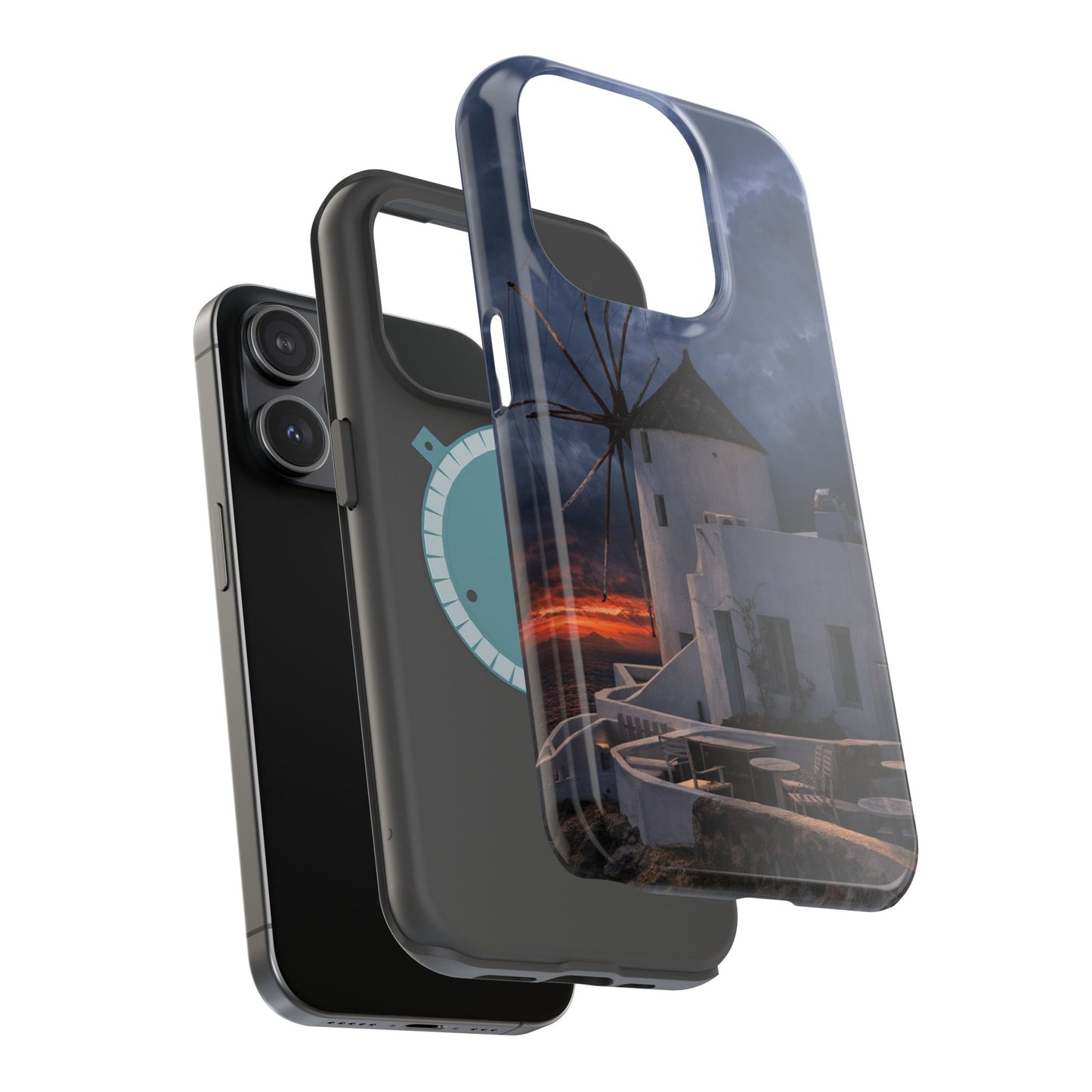 Santorini Windmill Sunset phone case | Magnetic impact-resistant case Greek Island Travel Gift