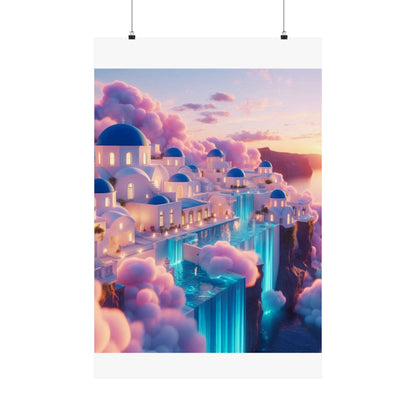 Dreamy Sunset Cloud City Matte Poster — Vertical Wall Art