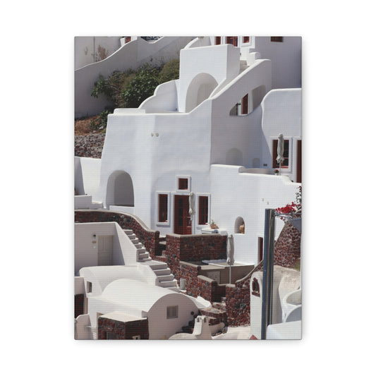 Santorini White Buildings Canvas