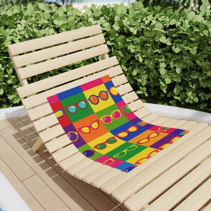 Colorful Sunglasses Grid Beach Towel – Retro Pop Art Summer Vibe