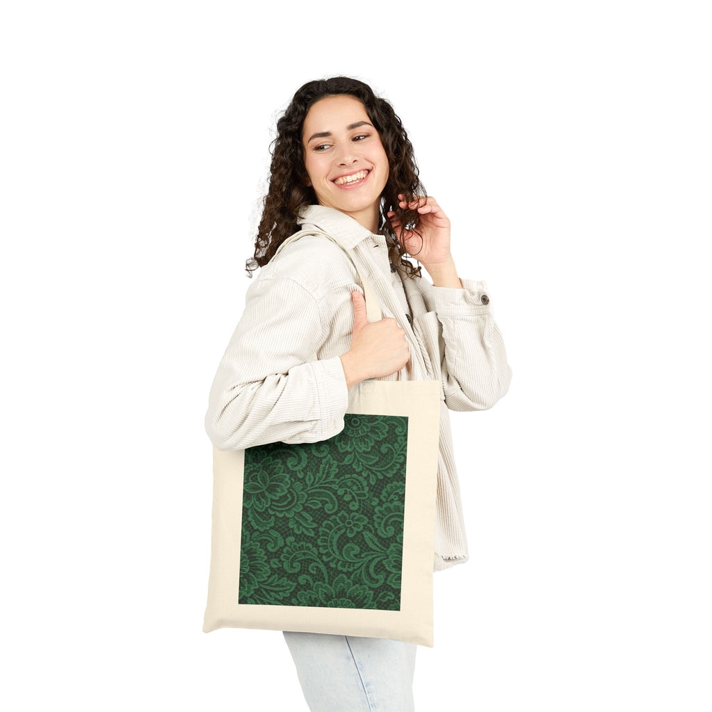 Green Paisley Canvas Tote Bag
