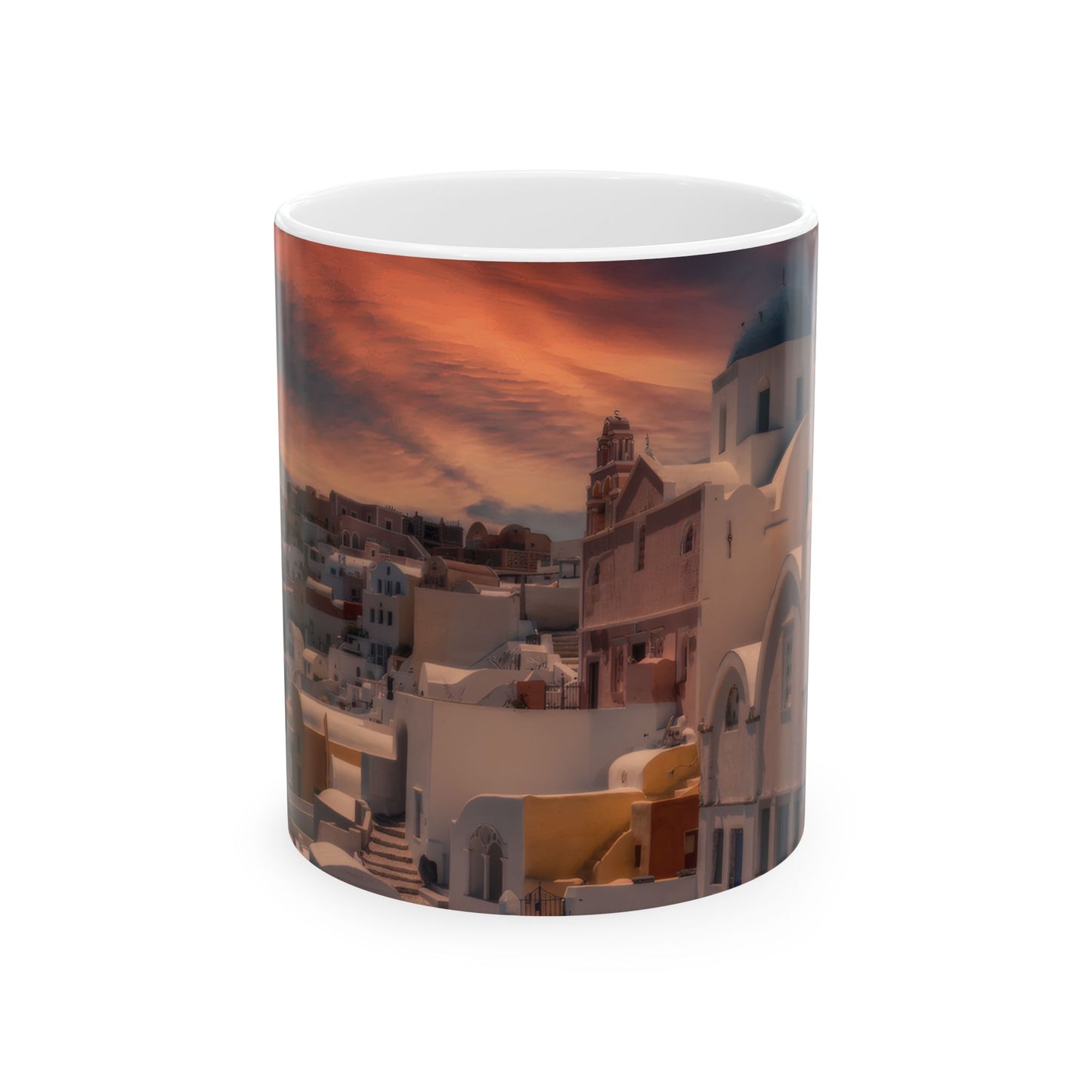 Santorini Sunset Mug, Oia Greece Blue Dome Coffee Cup, Dreamy Mediterranean Sky Decor, Greek Island Travel Gift