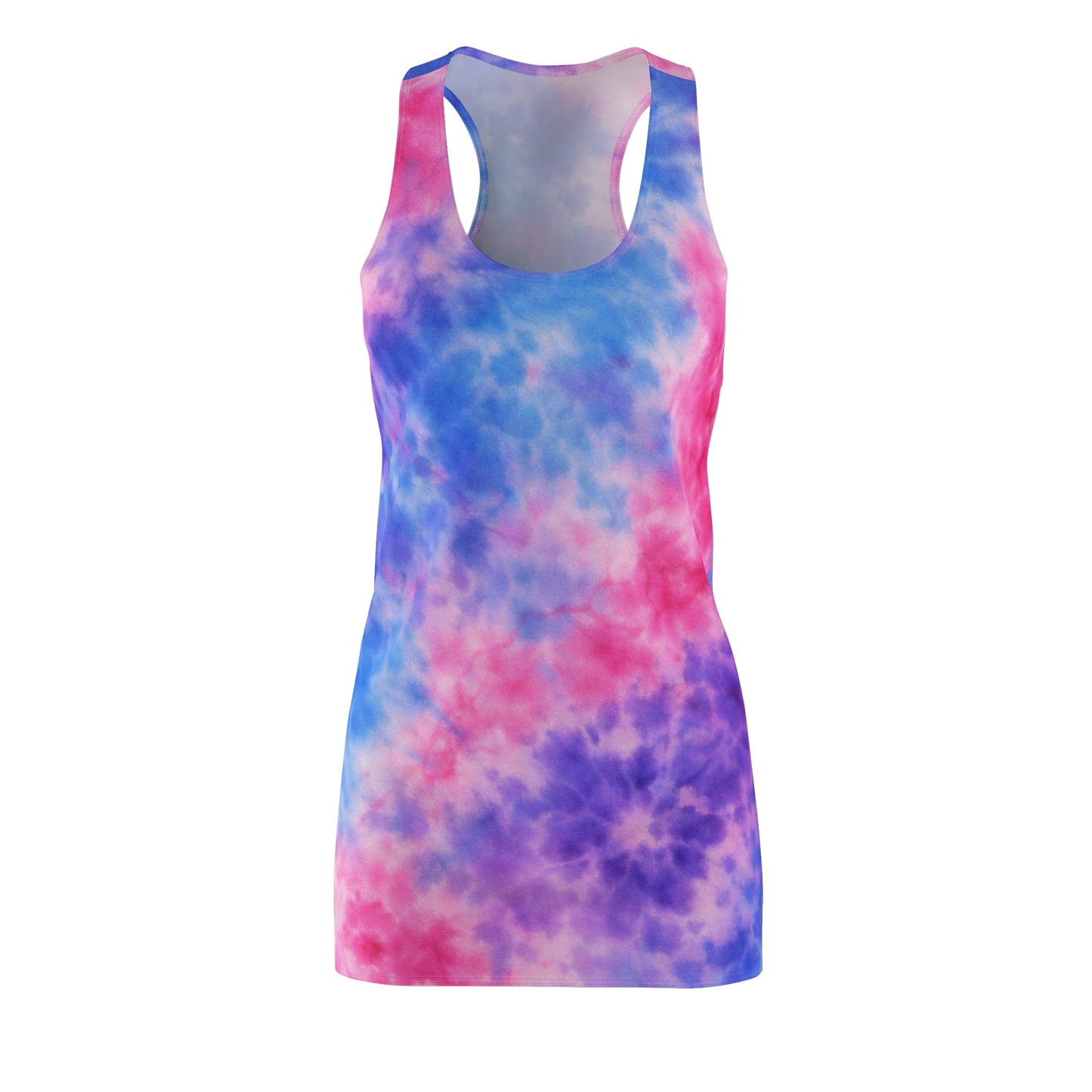 Tie-Dye Racerback Dress — Pink & Blue Cloud Print