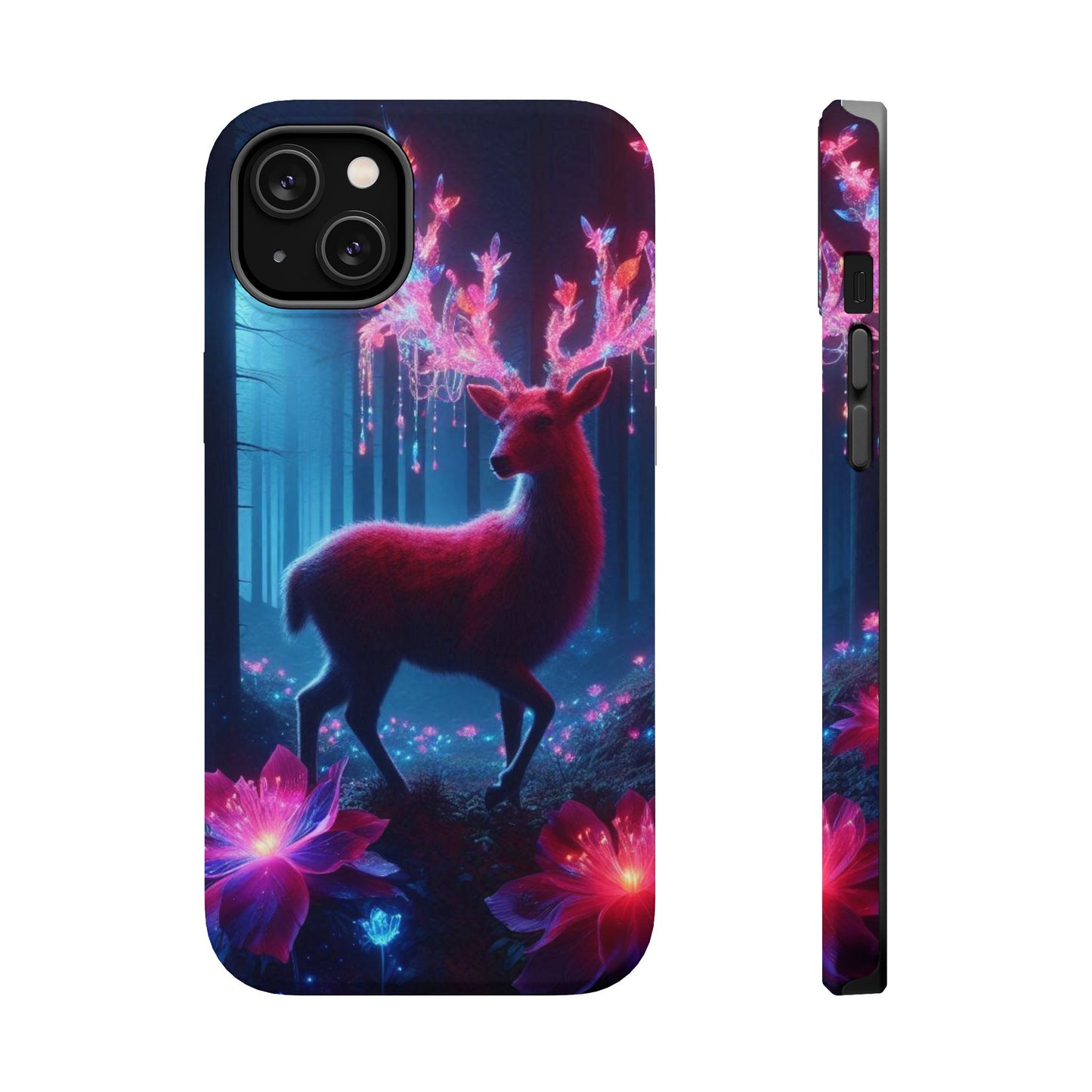 Magnetic Impact-Resistant Phone Case — Neon Fantasy Deer Forest Design