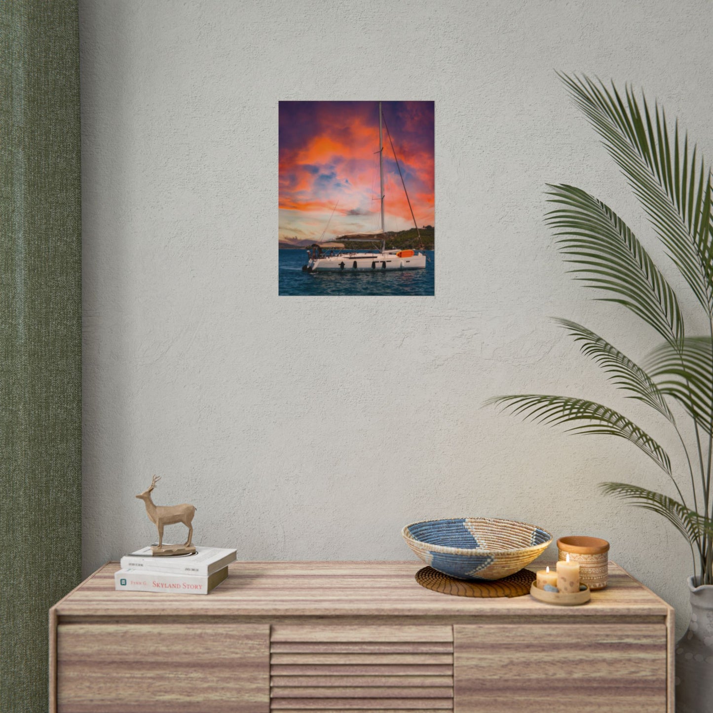 Sailboat Sunset Rolled Poster | Nautical Wall Art, Marina Sunset Print