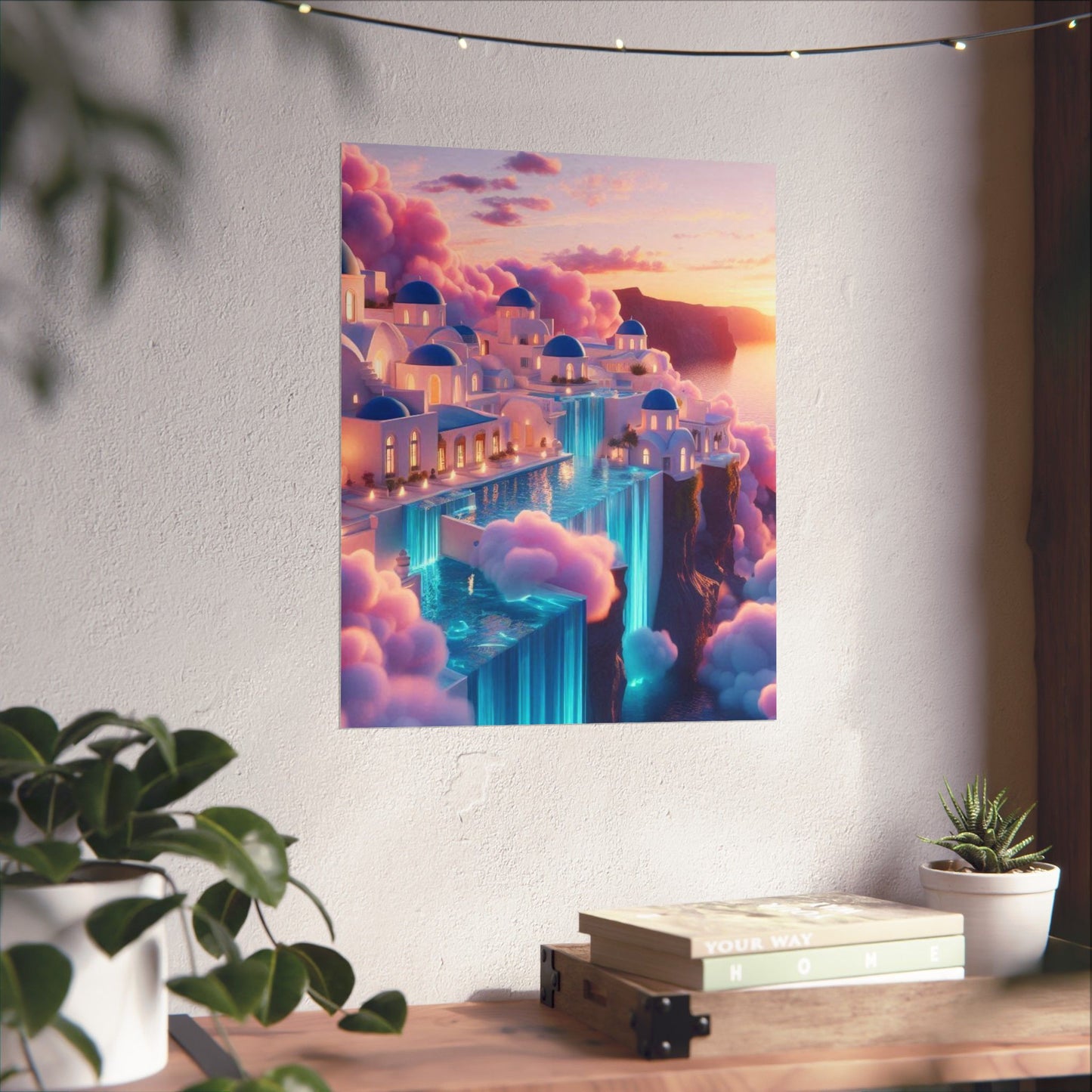Dreamy Sunset Cloud City Matte Poster — Vertical Wall Art