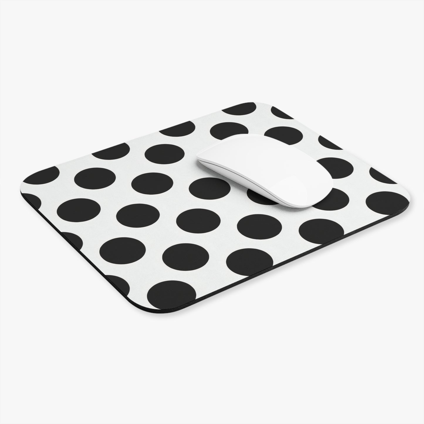 Polka Dot Mouse Pad — Black & White Retro Desk Accessory