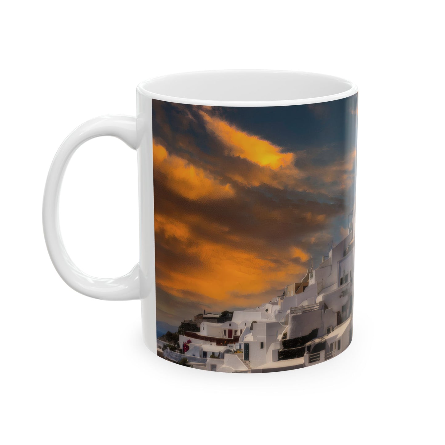 Oia Santorini Sunset Mug — Greece Coffee Cup Mediterranean Travel Gift