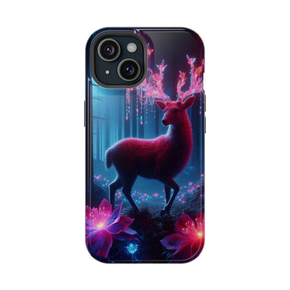 Magnetic Impact-Resistant Phone Case — Neon Fantasy Deer Forest Design