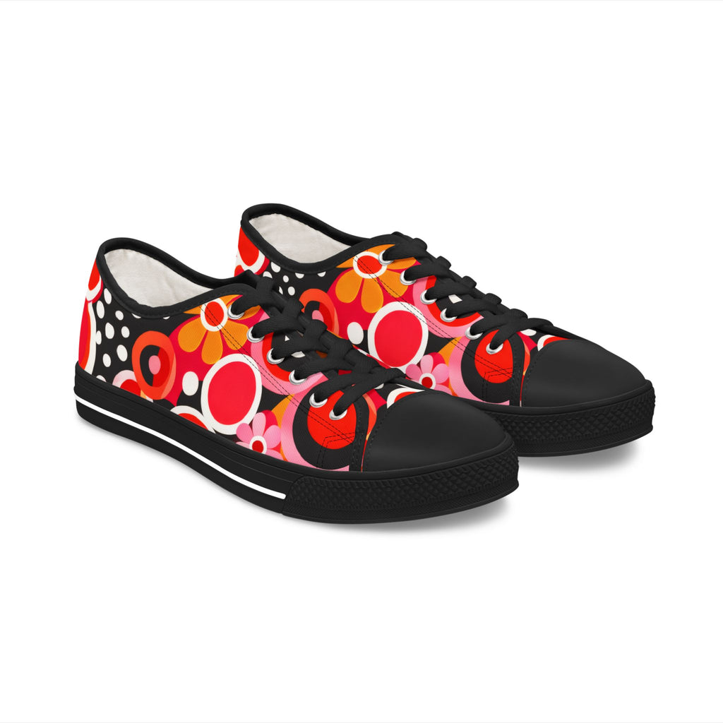 Retro Pop Flowers Low-Top Sneakers
