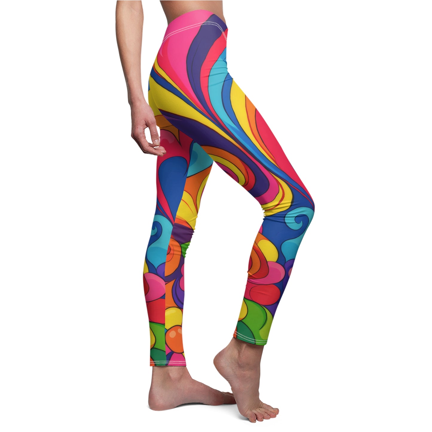 Psychedelic Retro Swirl Leggings — Colorful 60s-Inspired All-Over Print