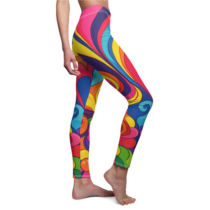 Psychedelic Retro Swirl Leggings — Colorful 60s-Inspired All-Over Print