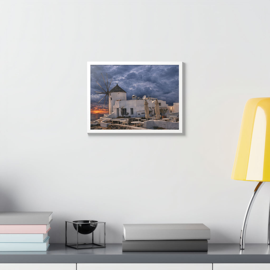 Oia Stands Still - Santorini Afterlight Framed