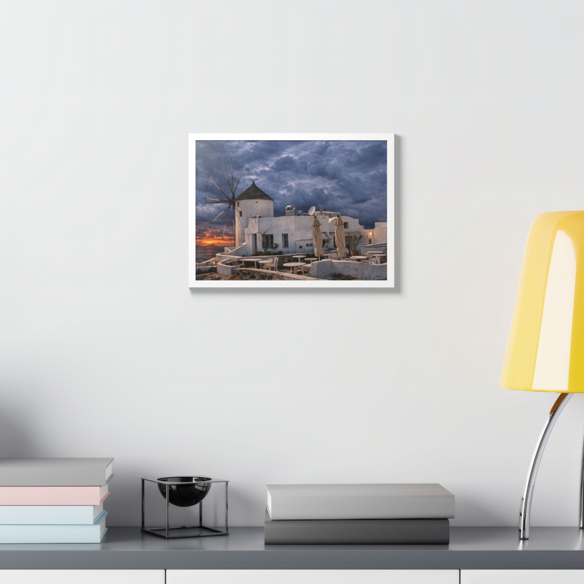 Oia Stands Still - Santorini Afterlight Framed