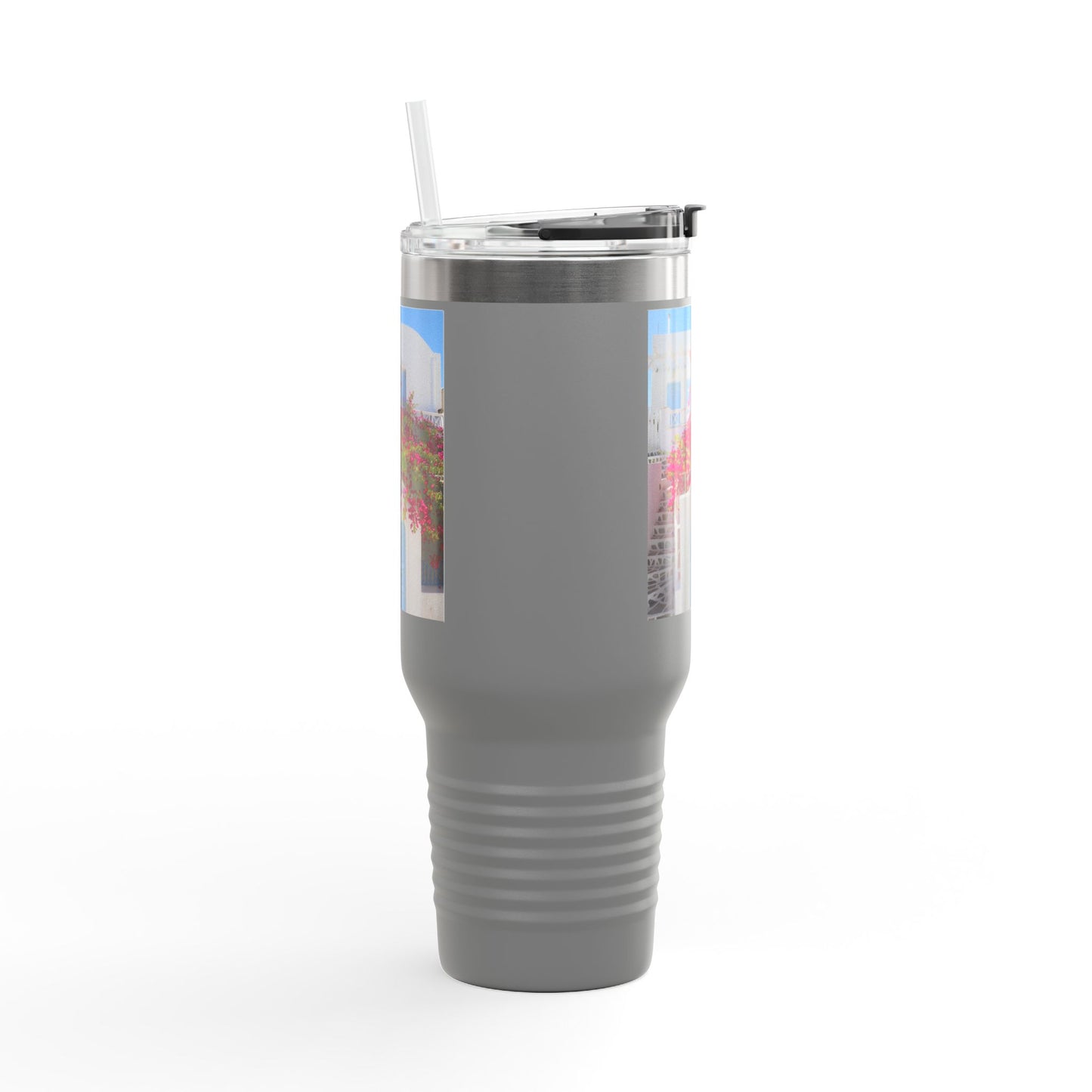 Santorini Blue Door Photo Travel Mug 40oz Insulated Tumbler