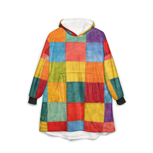 Colorblock Patchwork Hoodie — Cozy Oversized Fleece for Lounging & Gifts