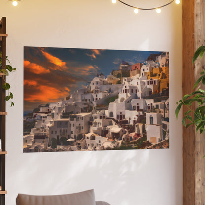 Santorini Sunset Dreams Satin  Poster