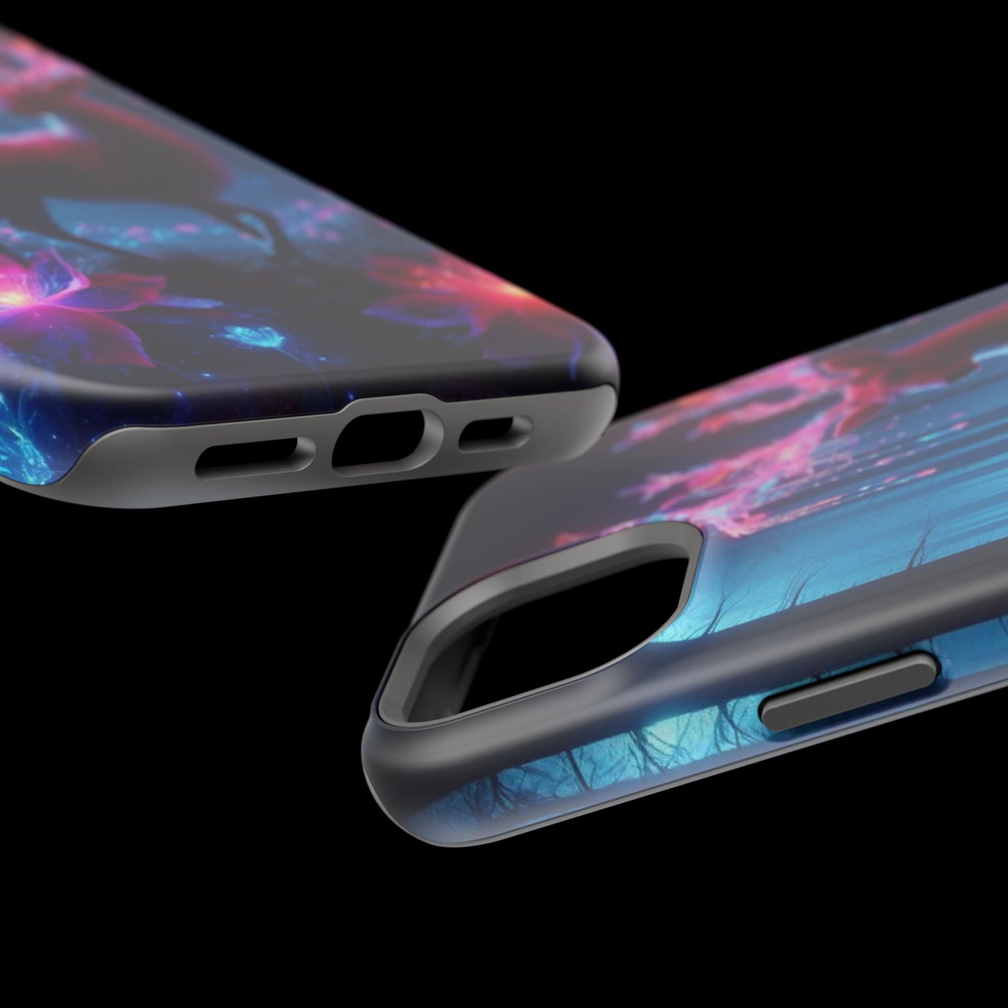 Magnetic Impact-Resistant Phone Case — Neon Fantasy Deer Forest Design