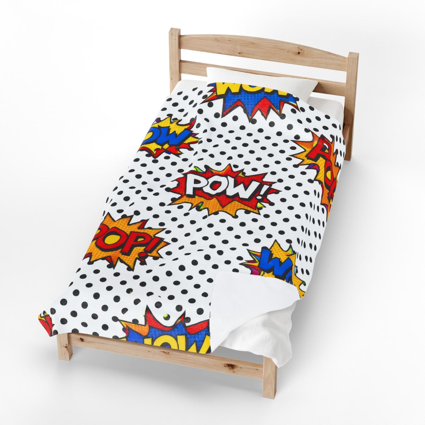 Comic Pop Art Velveteen Plush Blanket – "POP! WOW! POW!" Graphic Throw