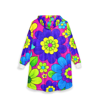 Floral Psychedelic Hoodie — Bright Retro Flower Power Throw