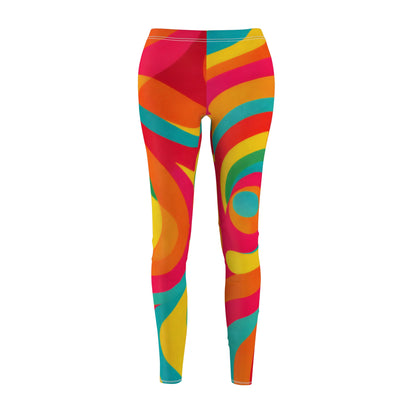 Psychedelic Swirl Leggings — Bright Retro Women's Casual Leggings