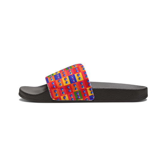 Colorful Retro Cassette Slide Sandals — Women's Removable‑Strap Pool Slides