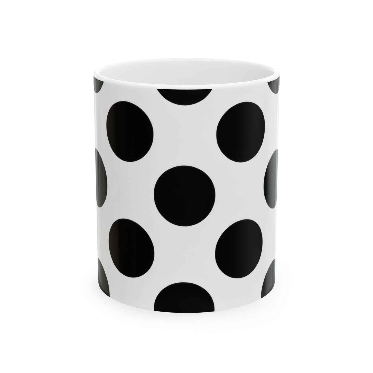 Black Polka Dot Ceramic Mug – Classic Retro 11oz & 15oz Coffee Cup