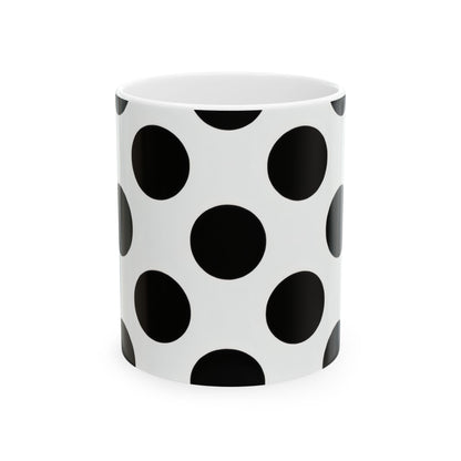 Black Polka Dot Ceramic Mug – Classic Retro 11oz & 15oz Coffee Cup