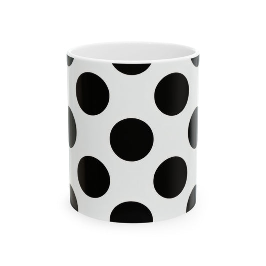 Black Polka Dot Ceramic Mug – Classic Retro 11oz & 15oz Coffee Cup