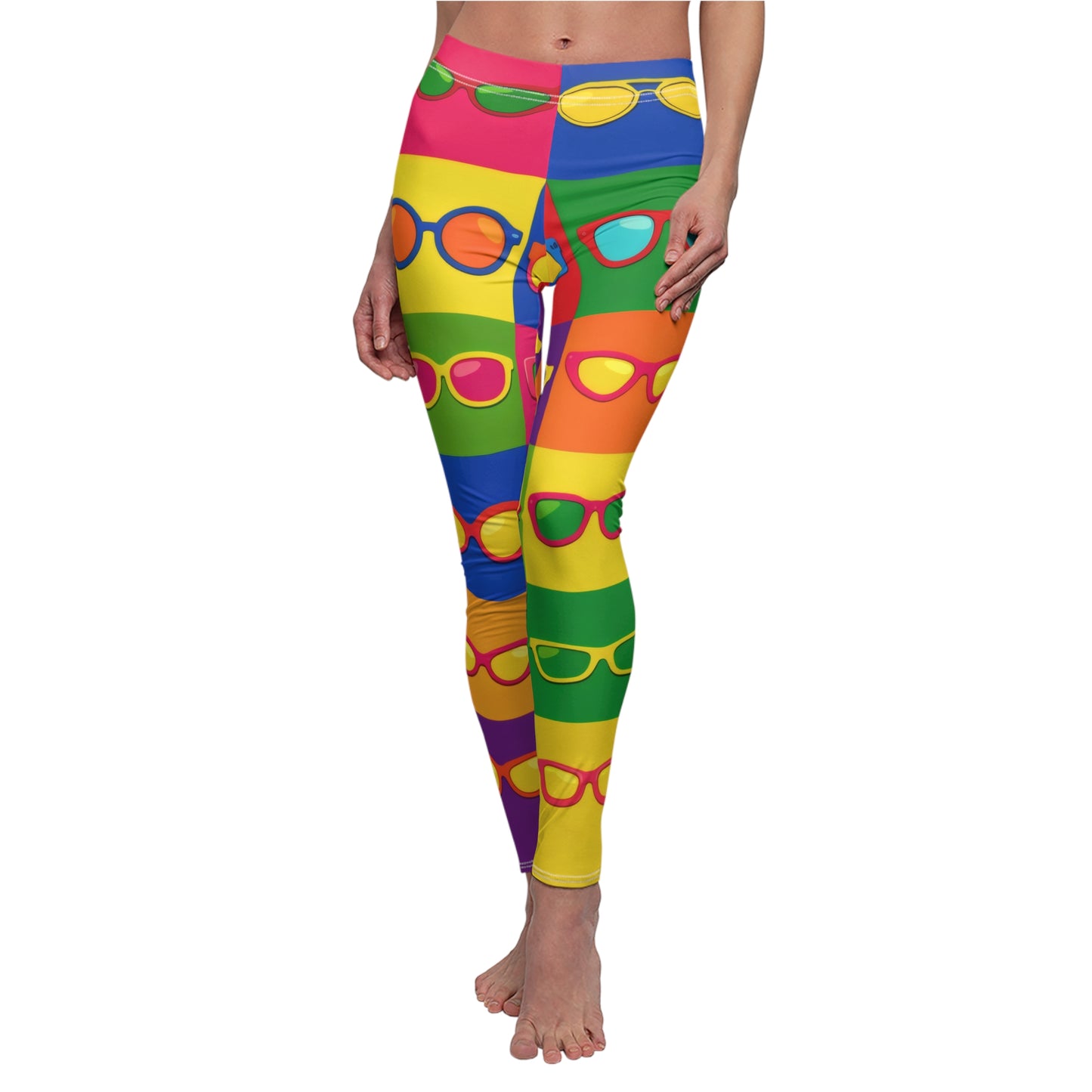 Rainbow Sunglasses Leggings — Colorful Pop Art Women's Casual Leggings
