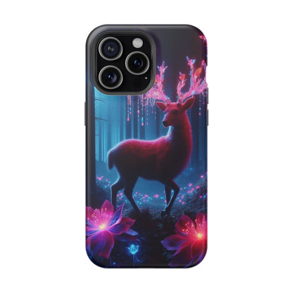 Magnetic Impact-Resistant Phone Case — Neon Fantasy Deer Forest Design