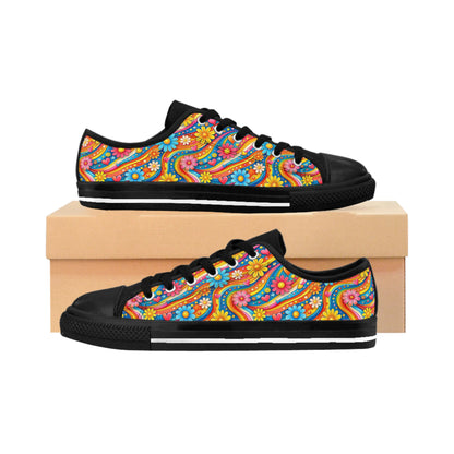 Floral Paisley Low-Top Sneakers — Colorful Boho Women's Shoes