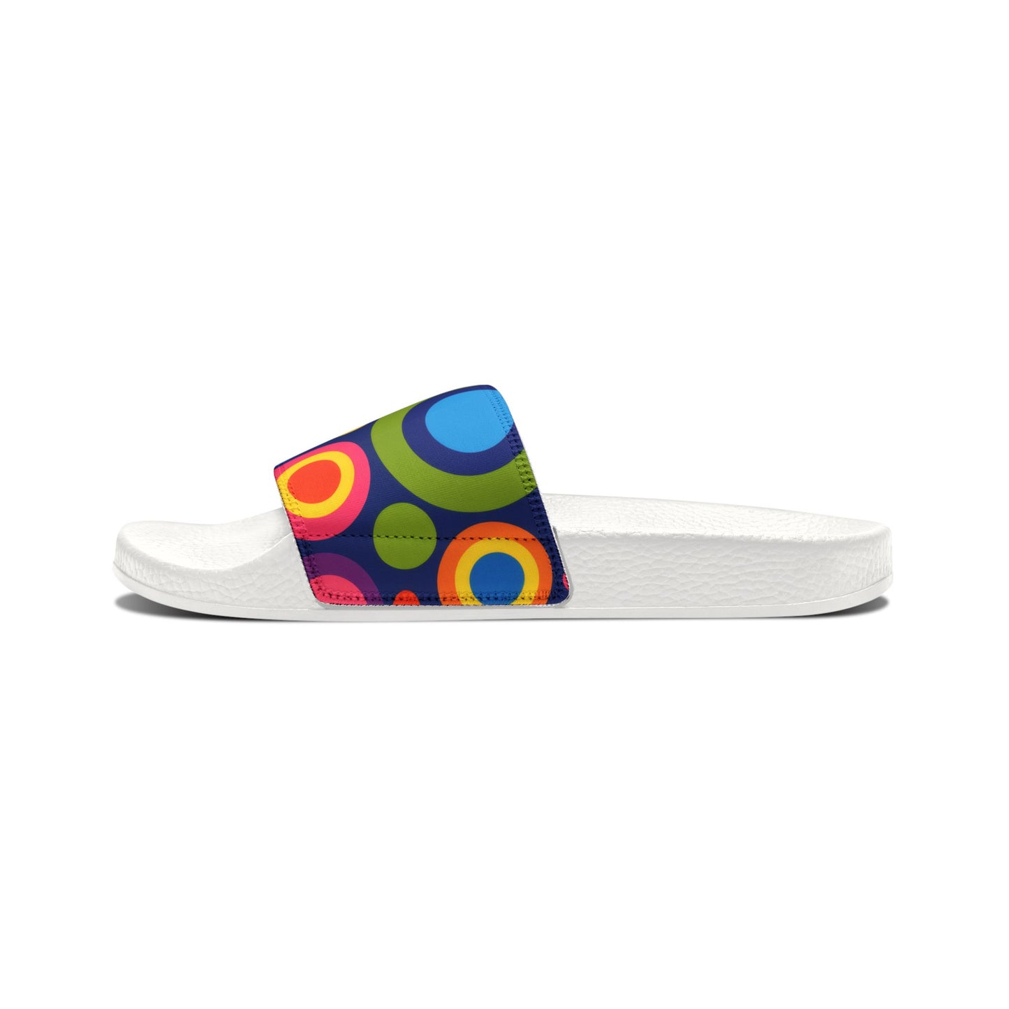 Women's Slide Sandals — Colorful Retro Circle Print Removable-Strap Slides