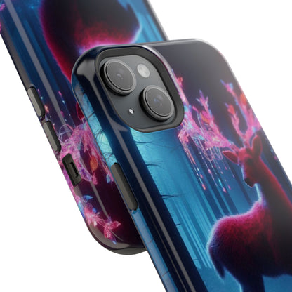 Magnetic Impact-Resistant Phone Case — Neon Fantasy Deer Forest Design