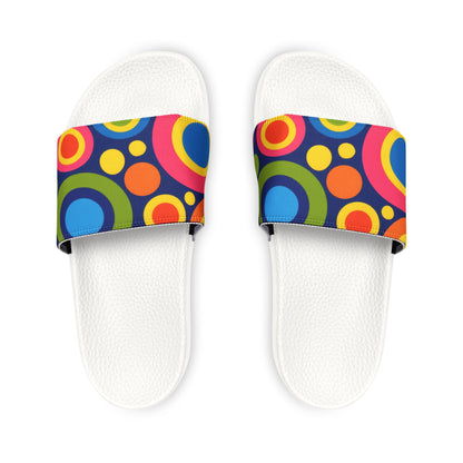 Women's Slide Sandals — Colorful Retro Circle Print Removable-Strap Slides