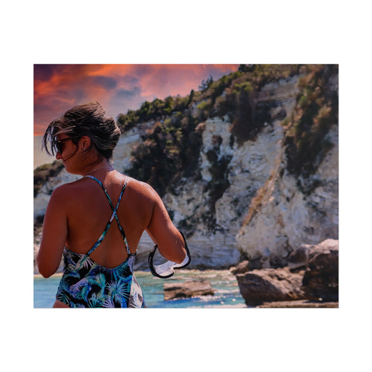 Woman in Tropical Swimsuit Poster | Rolled Poster, Beach Cliff Photography