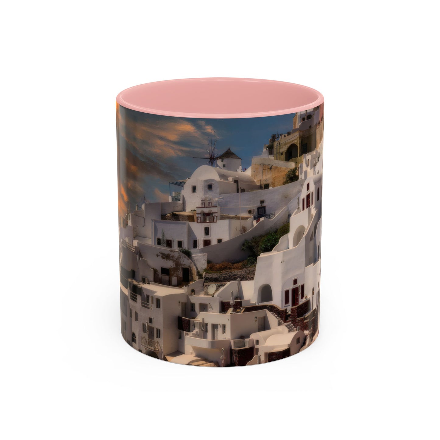 Santorini Sunset Mug, Oia Greece Coffee Cup, Mediterranean Architecture Travel Gift, Greek Island Home Decor, Aesthetic Santorini Souvenir