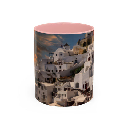 Santorini Sunset Mug, Oia Greece Coffee Cup, Mediterranean Architecture Travel Gift, Greek Island Home Decor, Aesthetic Santorini Souvenir