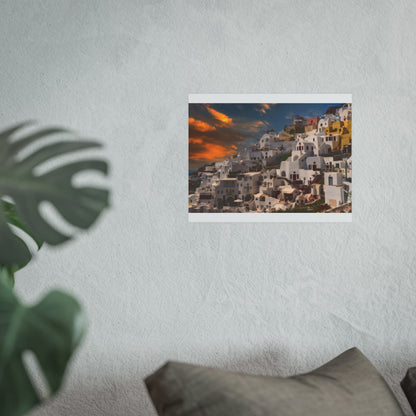 Santorini Sunset Dreams Satin  Poster