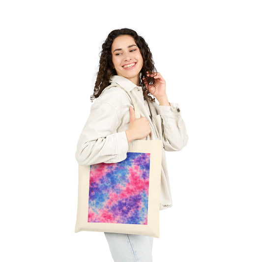 Tie-Dye Pink Blue Canvas Tote Bag — Colorful Festival Beach Market Bag