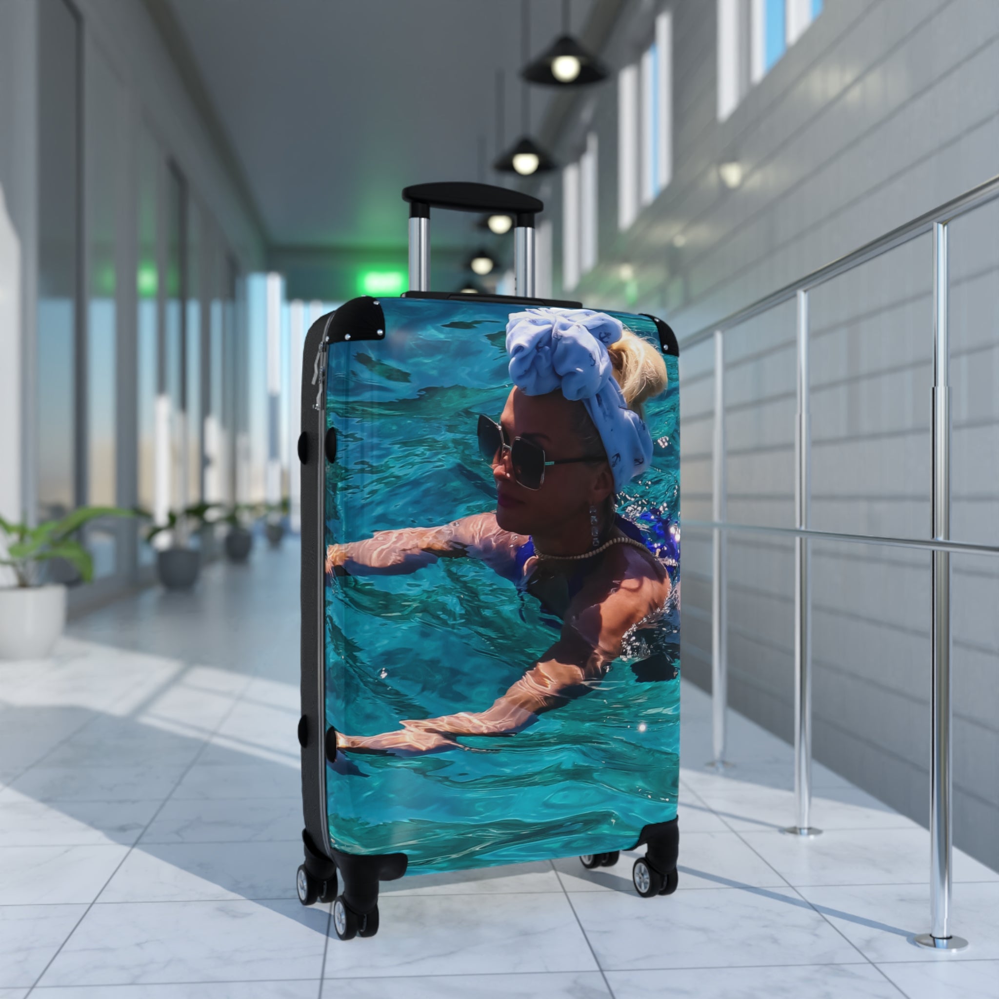 Luxury Antipaxos Greece Suitcase - Woman Swimming in Turquoise Water