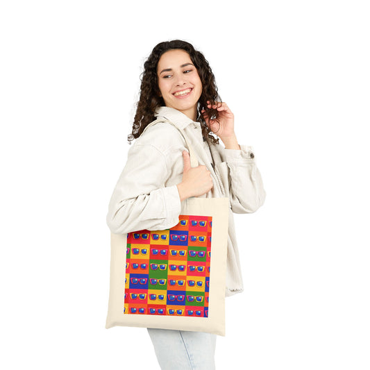 Retro Sunglasses Pattern Tote Bag – Colorful Pop Art Canvas Shopper