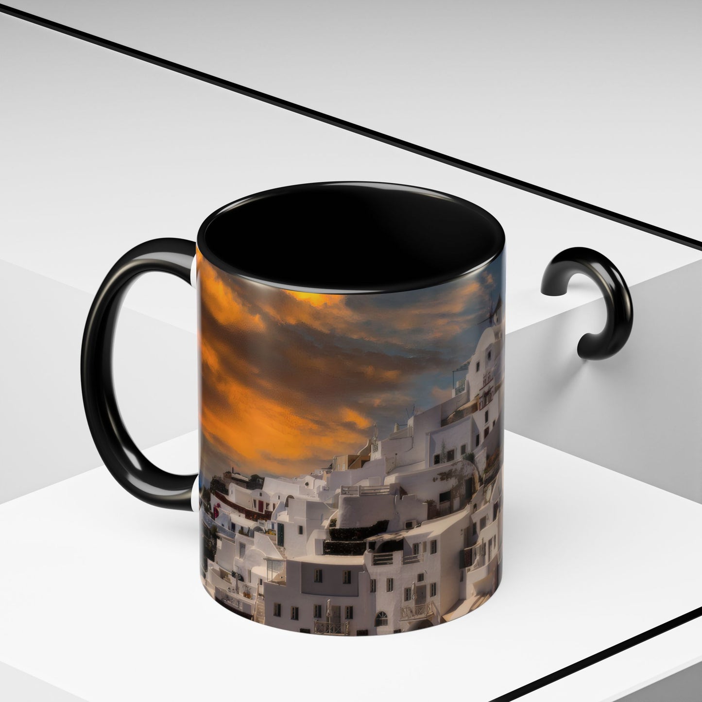 Santorini Sunset Mug, Oia Greece Coffee Cup, Mediterranean Architecture Travel Gift, Greek Island Home Decor, Aesthetic Santorini Souvenir